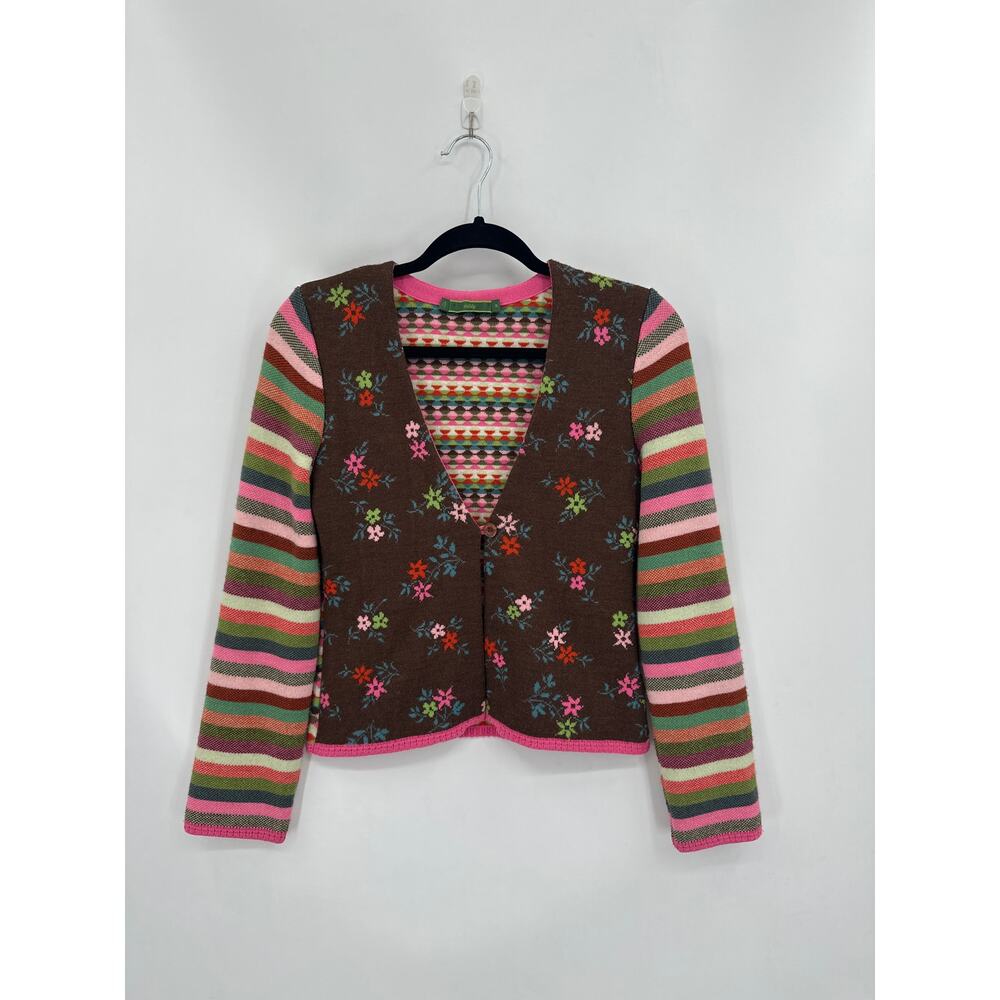 Y2K Oilily Cardigan Sweater Indie Bogo Style Stripes & Floral Size Medium